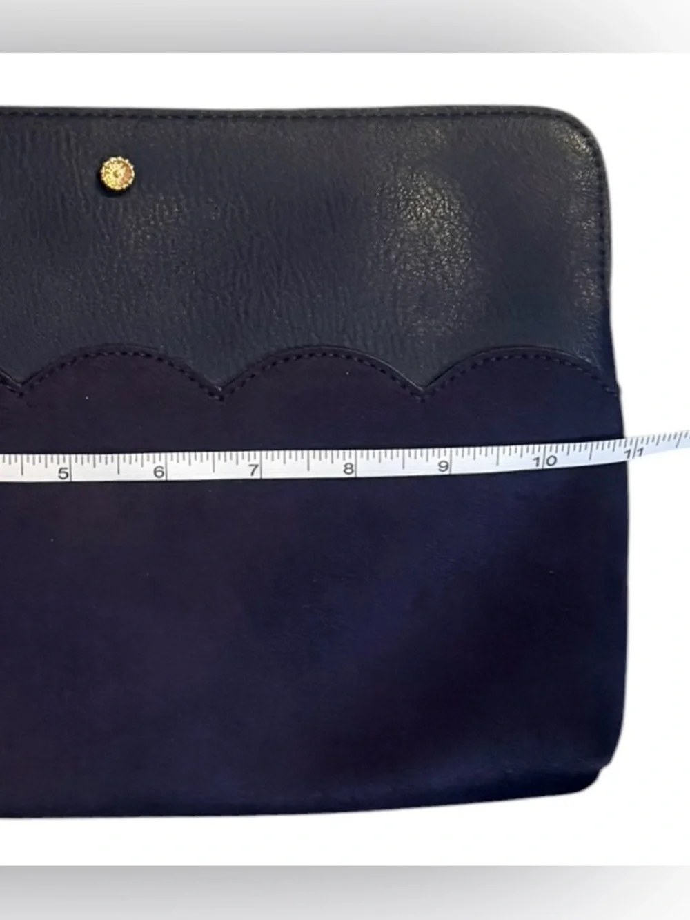 LC Lauren Conrad Collection Navy Blue Leather & Suede Scalloped Wristlet